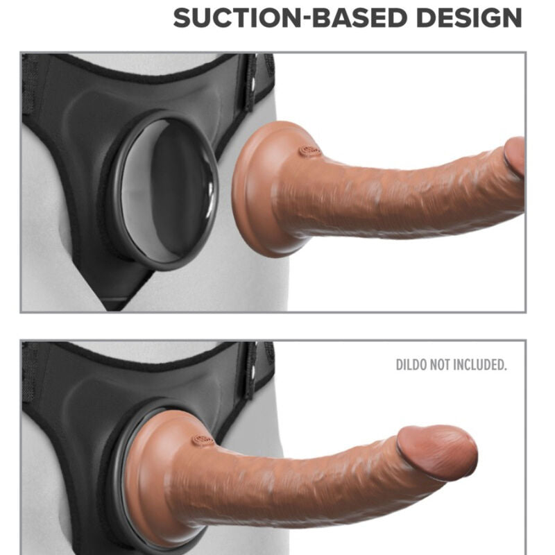 Detalhe dos Suspensórios PIPEDREAMS Body Dock com sistema de ventosa para dildos.