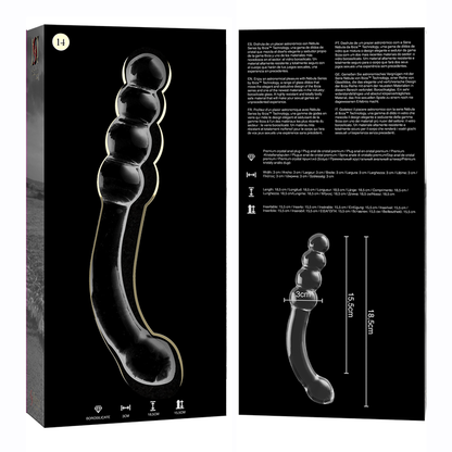 Dildo de Cristal Borosilicato Transparente Modelo 14 - 18.5 cm Ø 3 cm