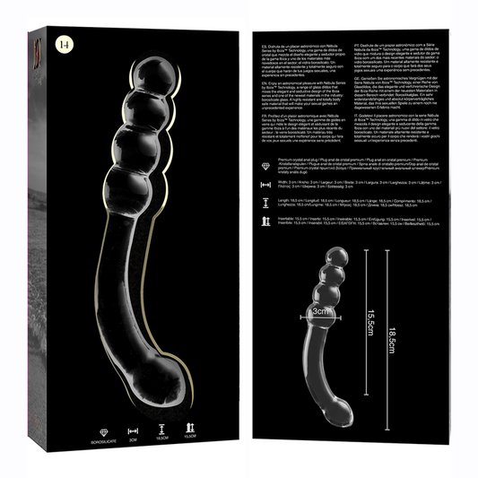 Dildo de Cristal Borosilicato Transparente Modelo 14 - 18.5 cm Ø 3 cm