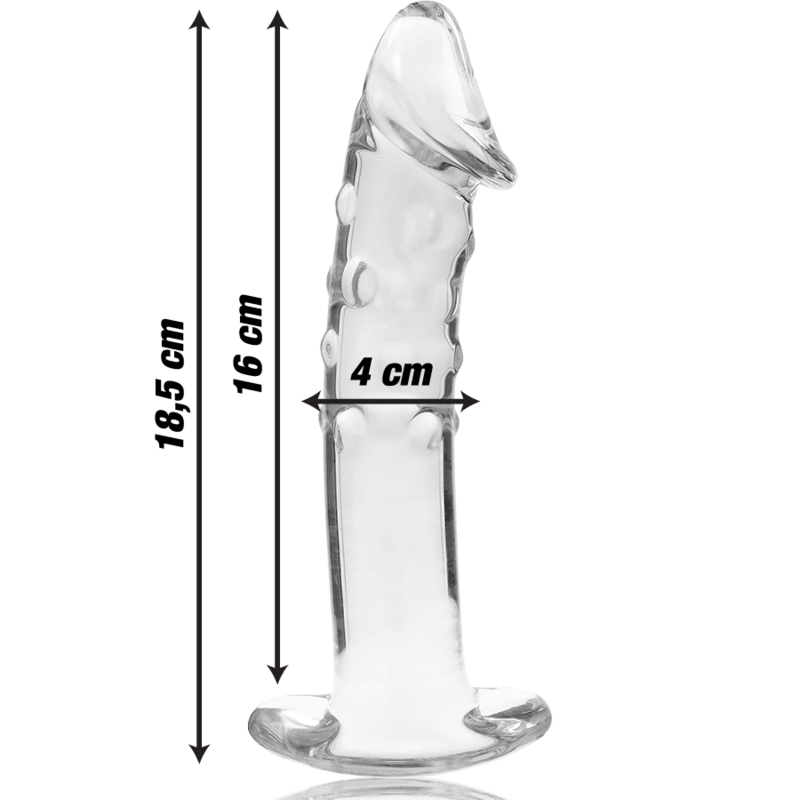 Dildo Modelo 19 de Vidrio Borosilicato Transparente 18.5 cm Ø 4 cm