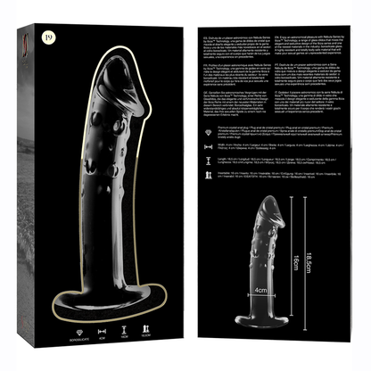 Dildo Modelo 19 de Vidrio Borosilicato Transparente 18.5 cm Ø 4 cm