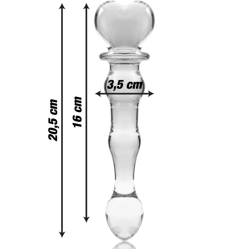 Dildo Modelo 21 Vidrio Borosilicato Transparente 20.5 cm