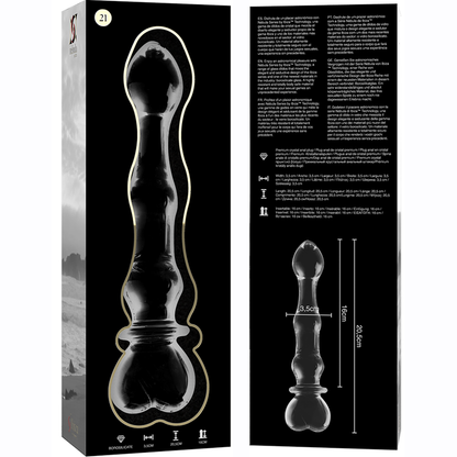 Dildo Modelo 21 Vidrio Borosilicato Transparente 20.5 cm