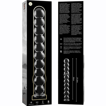 Dildo Modelo 22 de Vidrio Borosilicato Transparente 21.5 cm x 2.5 cm