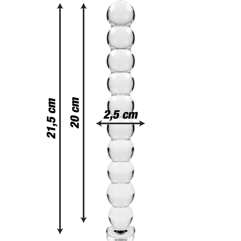 Dildo Modelo 22 de Vidrio Borosilicato Transparente 21.5 cm x 2.5 cm