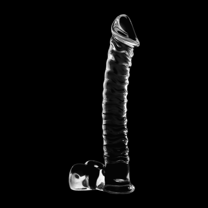 Dildo de Cristal Borosilicato Transparente NEBULA MODELO 23 - 21.5 CM x 4 CM