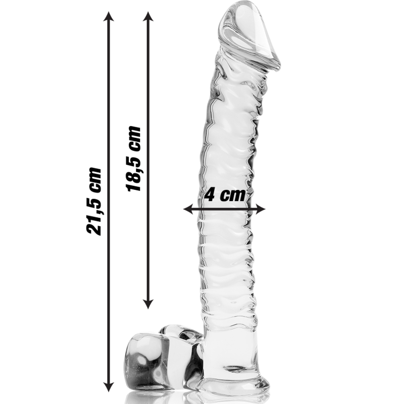 Dildo de Cristal Borosilicato Transparente NEBULA MODELO 23 - 21.5 CM x 4 CM