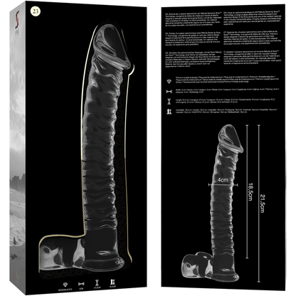 Dildo de Cristal Borosilicato Transparente NEBULA MODELO 23 - 21.5 CM x 4 CM