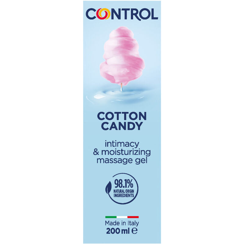 CONTROL Gel de Massagem Algodão Doce 3 em 1 200ml para massagens sensuais e hidratação da pele.
