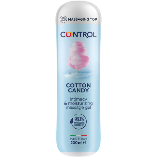 CONTROL Gel de Massagem Algodão Doce 3 em 1 200ml para massagens sensuais e hidratação da pele.