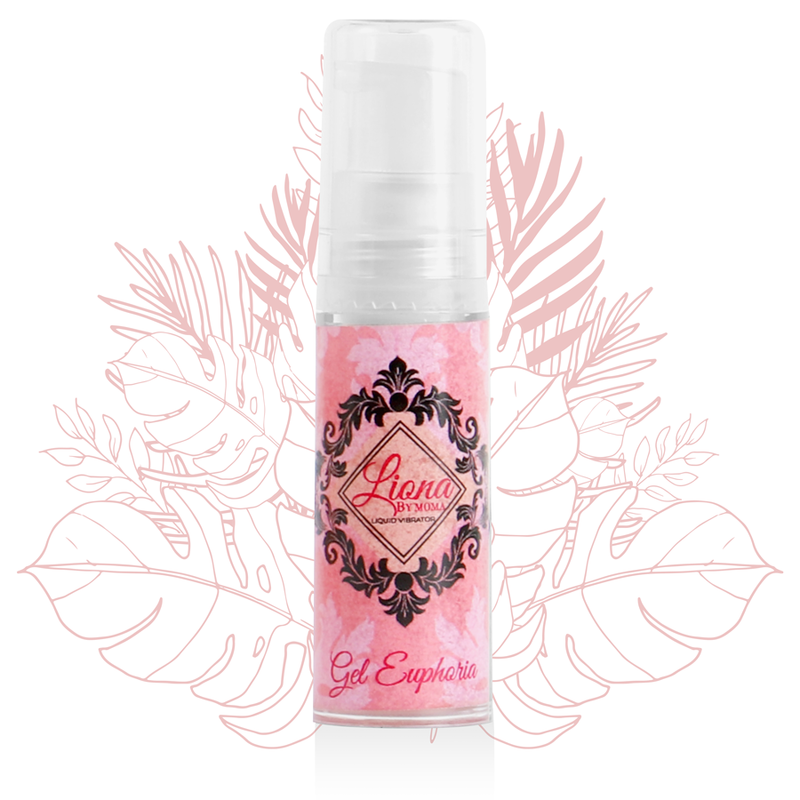 Frasco de LIONA BY MOMA Gel Líquido Vibratório Estimulante Euphoria 6 ML, mostrando o design elegante e o aplicador.