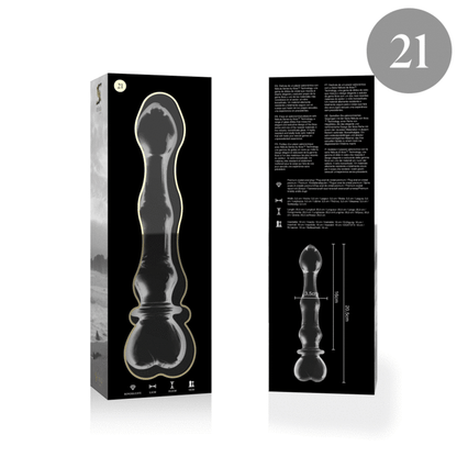 Dildo Modelo 21 Vidrio Borosilicato Transparente 20.5 cm