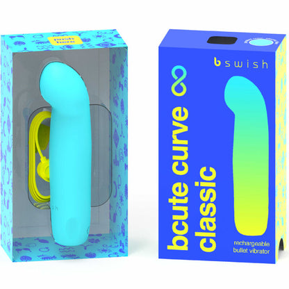 Vibrador B SWISH Bcute Curve Infinity Clássico Azul de silicone recarregável para estimulação do ponto G.