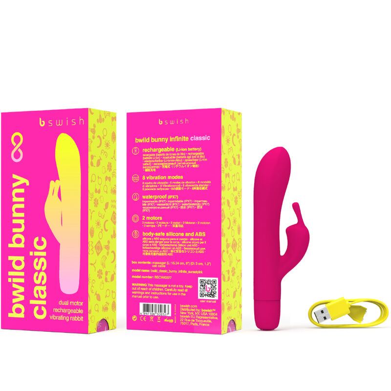 Vibrador B SWISH BWILD BUNNY INFINITE CLASSIC Recarregável Rosa com design ergonómico de estimulação dupla