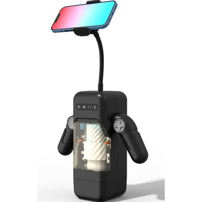 Masturbador masculino GAME CUP preto com função de vibração de impulso, aquecimento e suporte para smartphone