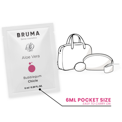 BRUMA Gel Deslizante Aloe Vera Sabor Bubblegum 6 ML para prazer e hidratação íntima