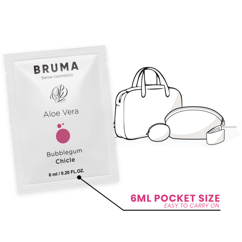 BRUMA Gel Deslizante Aloe Vera Sabor Bubblegum 6 ML para prazer e hidratação íntima