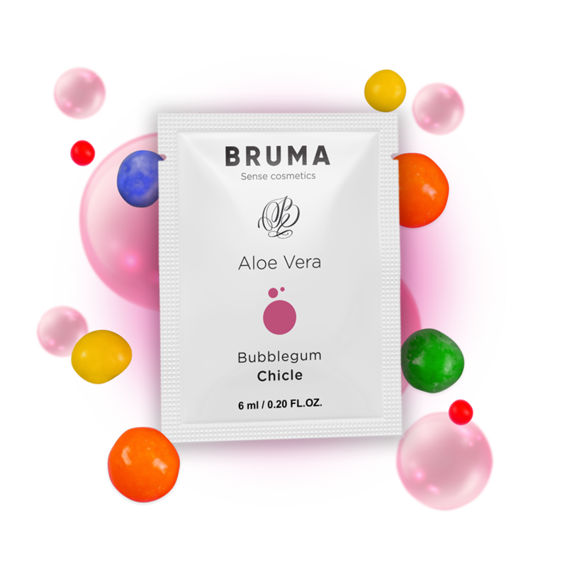 BRUMA Gel Deslizante Aloe Vera Sabor Bubblegum 6 ML para prazer e hidratação íntima