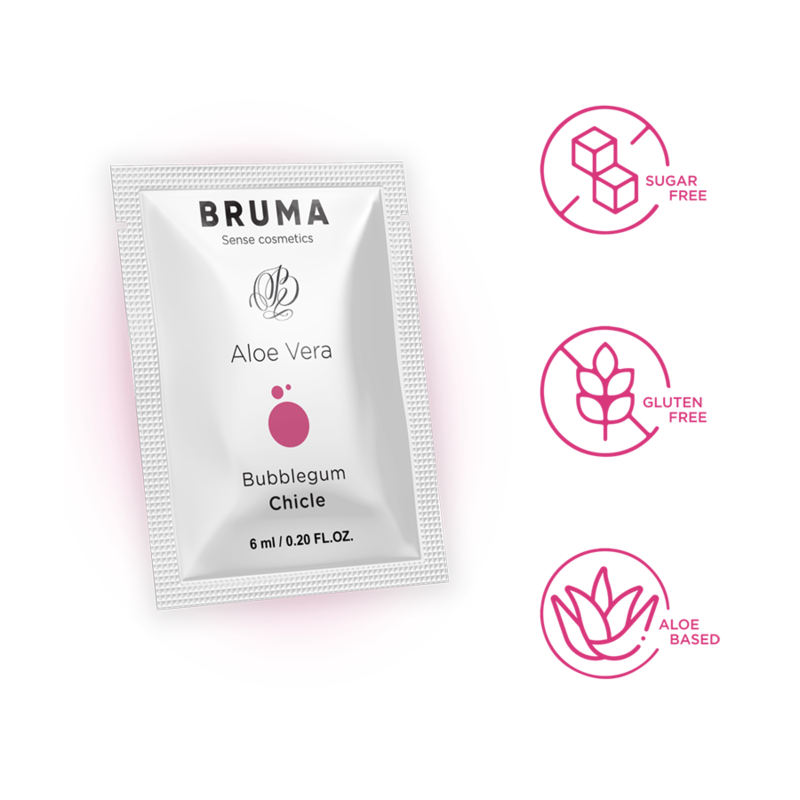 BRUMA Gel Deslizante Aloe Vera Sabor Bubblegum 6 ML para prazer e hidratação íntima