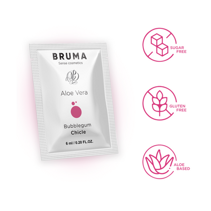 BRUMA Gel Deslizante Aloe Vera Sabor Bubblegum 6 ML para prazer e hidratação íntima