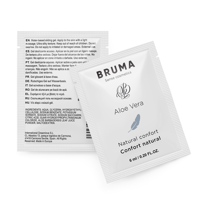 Embalagem do Gel Deslizante BRUMA Aloe Vera Natural Confort 6 ML