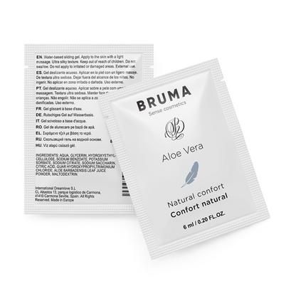 Embalagem do Gel Deslizante BRUMA Aloe Vera Natural Confort 6 ML