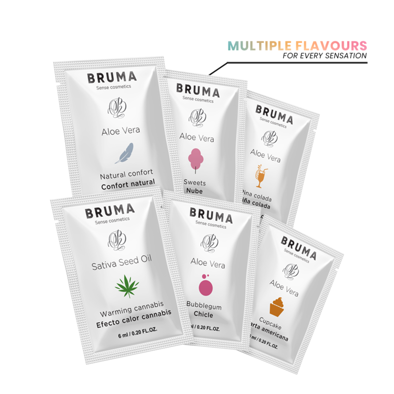BRUMA Gel Deslizante Aloe Vera Sabor Bubblegum 6 ML para prazer e hidratação íntima