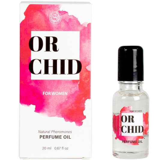 Frasco roll-on de óleo de perfume Secretplay com feromonas naturais de orquídea e baunilha.