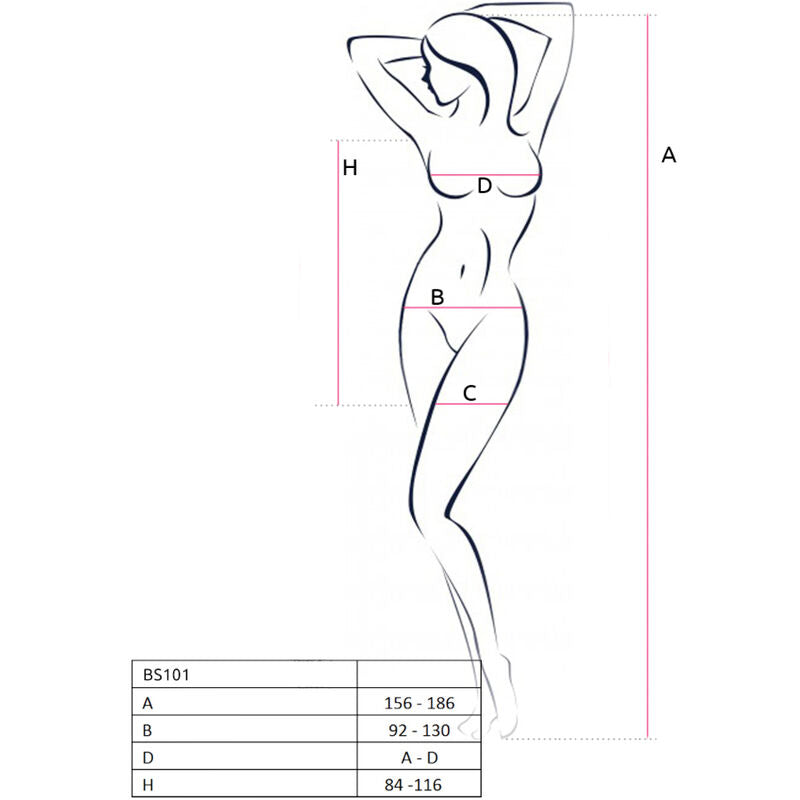PASIÓN - BS101 BODYSTOCKING NEGRO TALLA ÚNICA