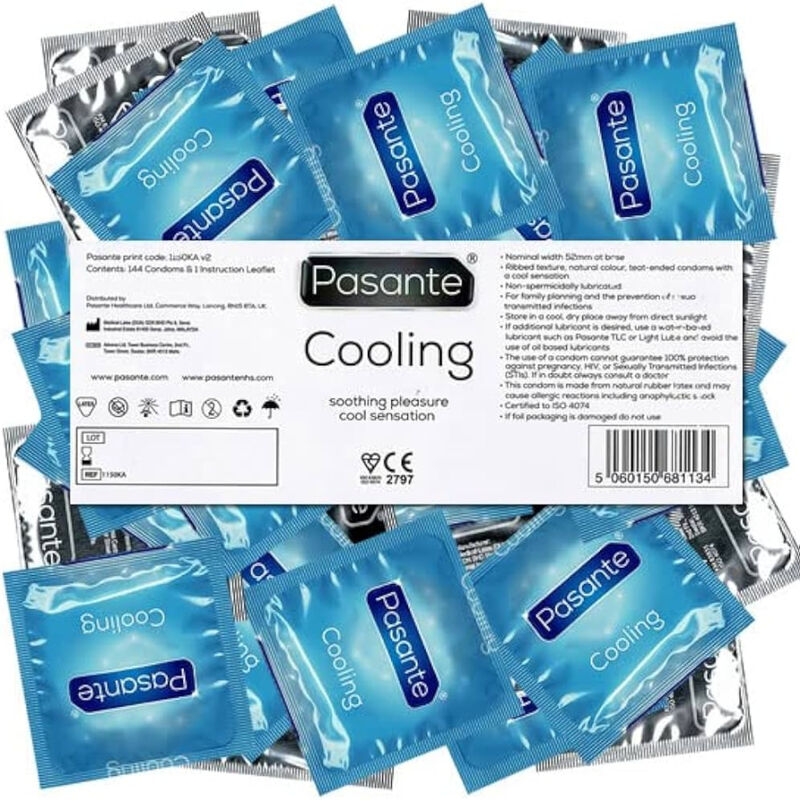 Saco de Preservativos PASANTE Cooling Sensation com efeito refrigerante, 144 unidades