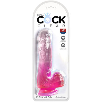 Dildo Realista con Bolas Transparente 13.5 cm Rosa