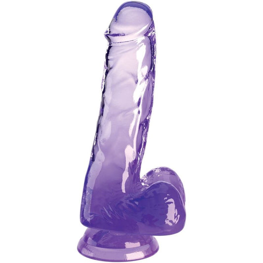 Dildo Realista Clear Pene con Bolas 13.5 cm Morado