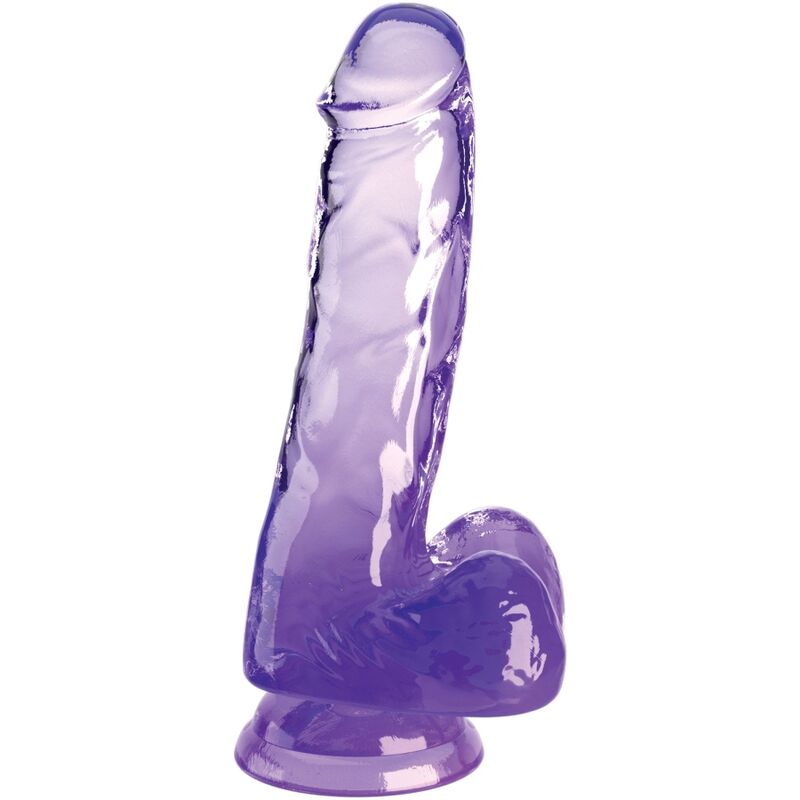 Dildo Realista Clear Pene con Bolas 13.5 cm Morado