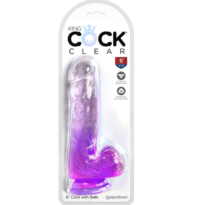 Dildo Realista Clear Pene con Bolas 13.5 cm Morado