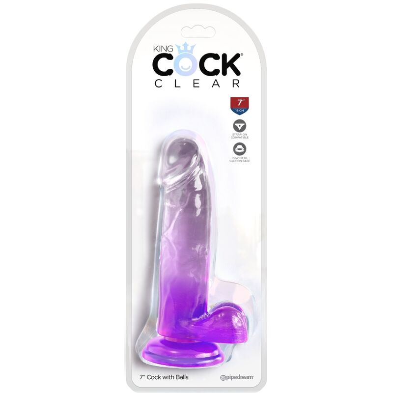 Pene Realista Clear con Bolas 15.2 cm Morado
