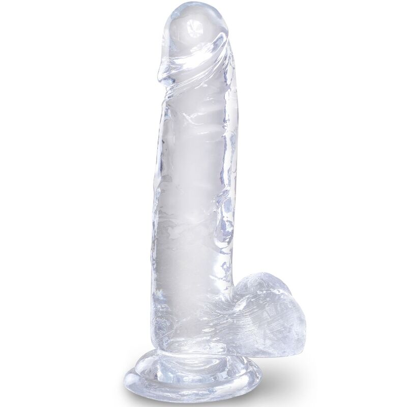 Pene Realista Transparente con Testículos, 15.2 cm