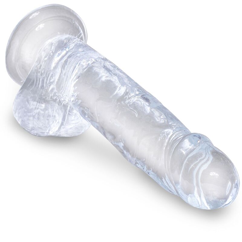 Pene Realista Transparente con Testículos, 15.2 cm