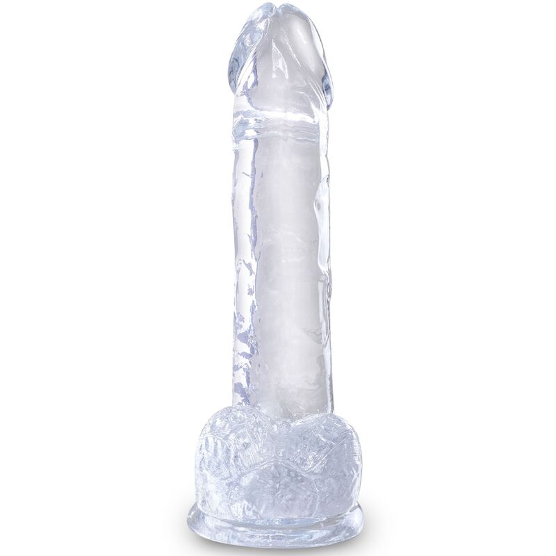 Pene Realista Transparente con Testículos, 15.2 cm