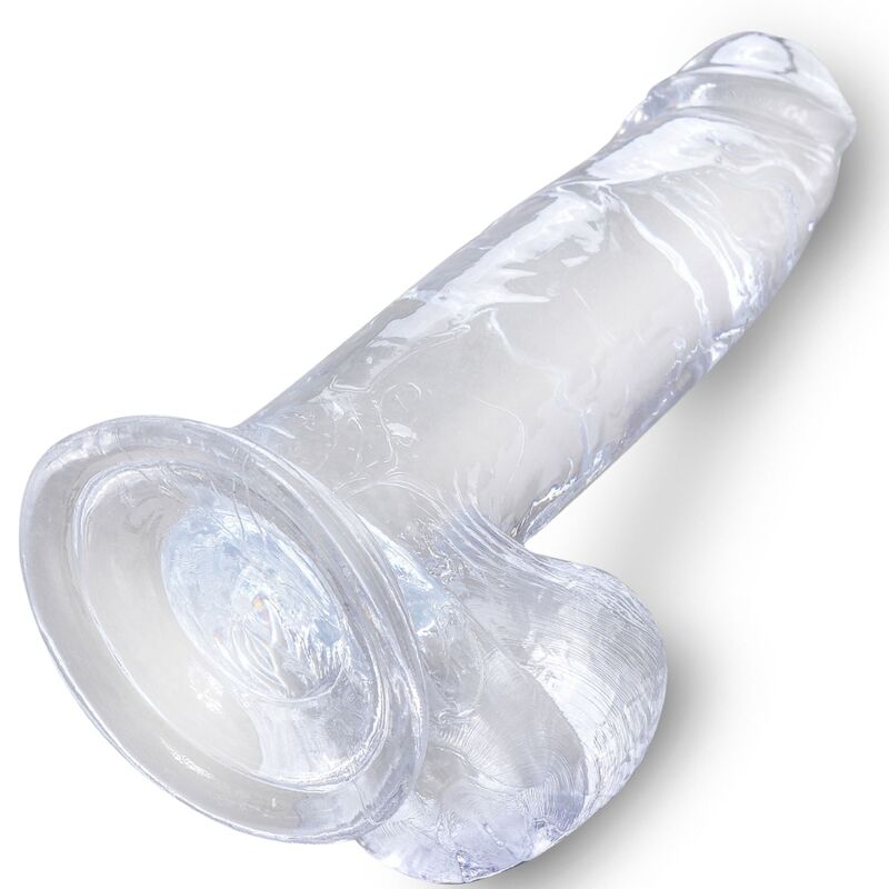 Pene Realista Transparente con Testículos, 15.2 cm