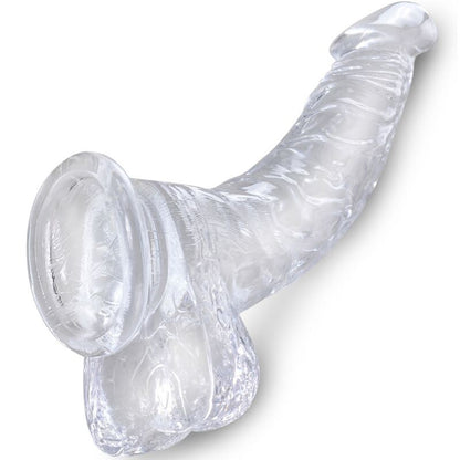 Dildo Curvado Realista Transparente con Bolas - 16.5 cm