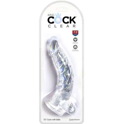 Dildo Curvado Realista Transparente con Bolas - 16.5 cm
