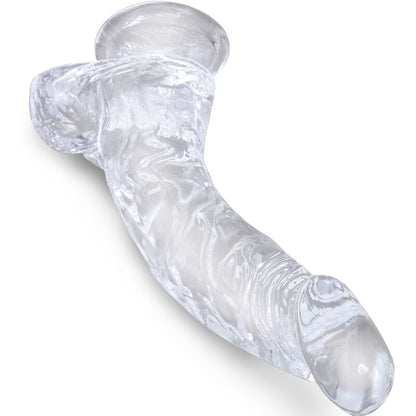 Dildo Curvado Realista Transparente con Bolas - 16.5 cm