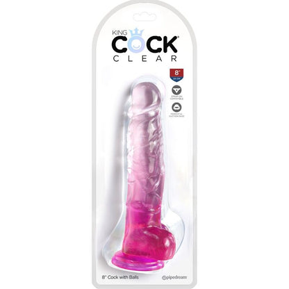 KING COCK - PENE REALISTA TRANSPARENTE CON BOLAS 16,5 CM ROSA
