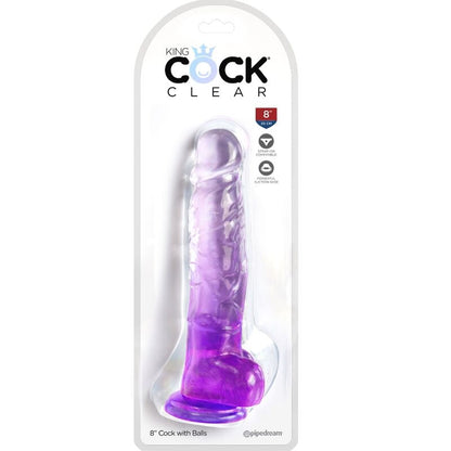 Dildo Realista Transparente con Bolas 16.5 cm Morado