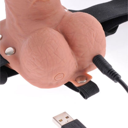 Arnês com Pénis Realista e Vibrador Recarregável FETISH FANTASY SERIES 17,8 CM para prazer a dois