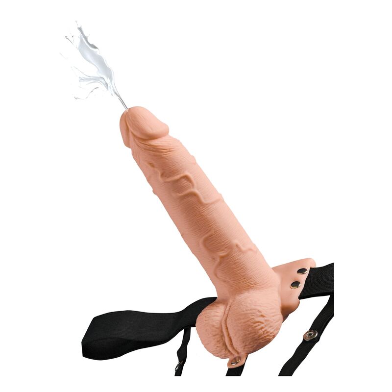 Close-up of the FETISH FANTASY SERIES Arnês Ajustável Pénis Realístico com Bolas Squirting 19cm, showing its texture and features.
