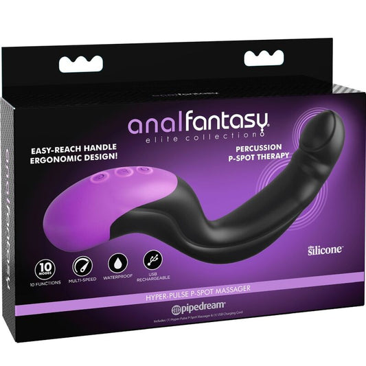 Close-up of the Anal Fantasy Elite Collection Massageador Anal Hyper-Pulse P-Spot, highlighting its ergonomic design and smooth silicone texture.