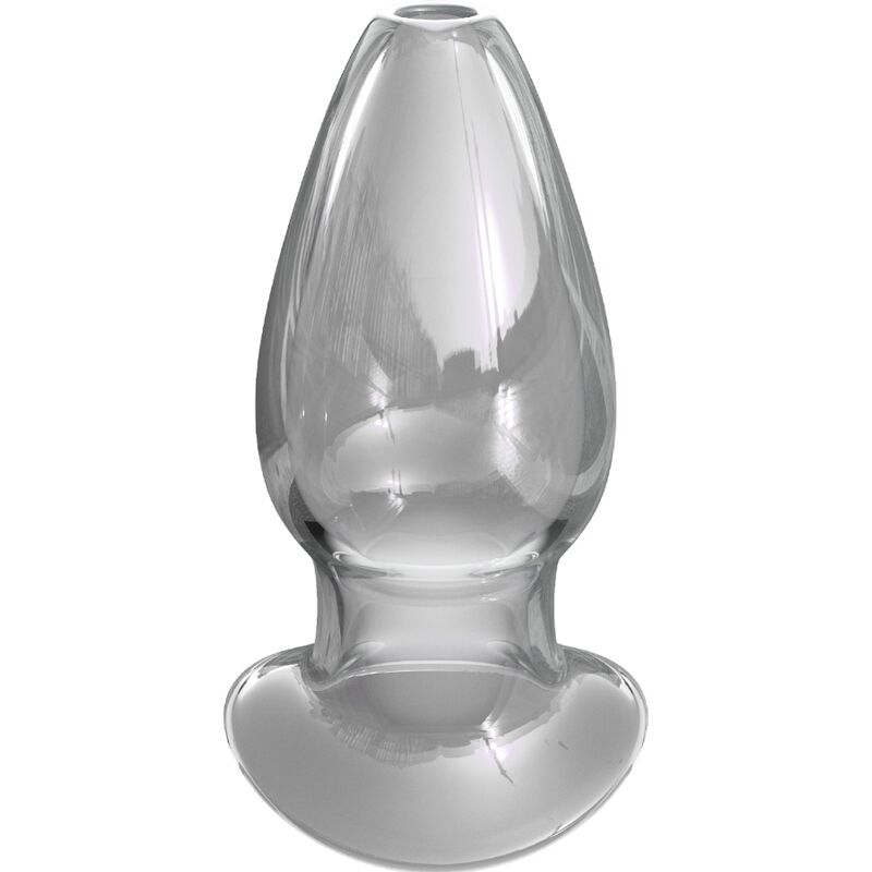 Close-up do Dilatador Anal Gaper de Cristal Elite Collection L da Pipedream Products, mostrando seu material liso e design ergonômico.