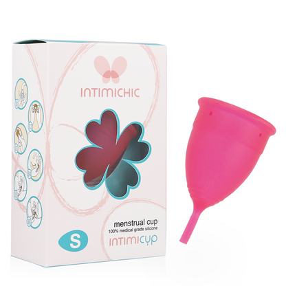 Close-up do Copo Menstrual INTIMICHIC Silicone Grau Médico - Tamanho S, mostrando seu material e design ergonómico.