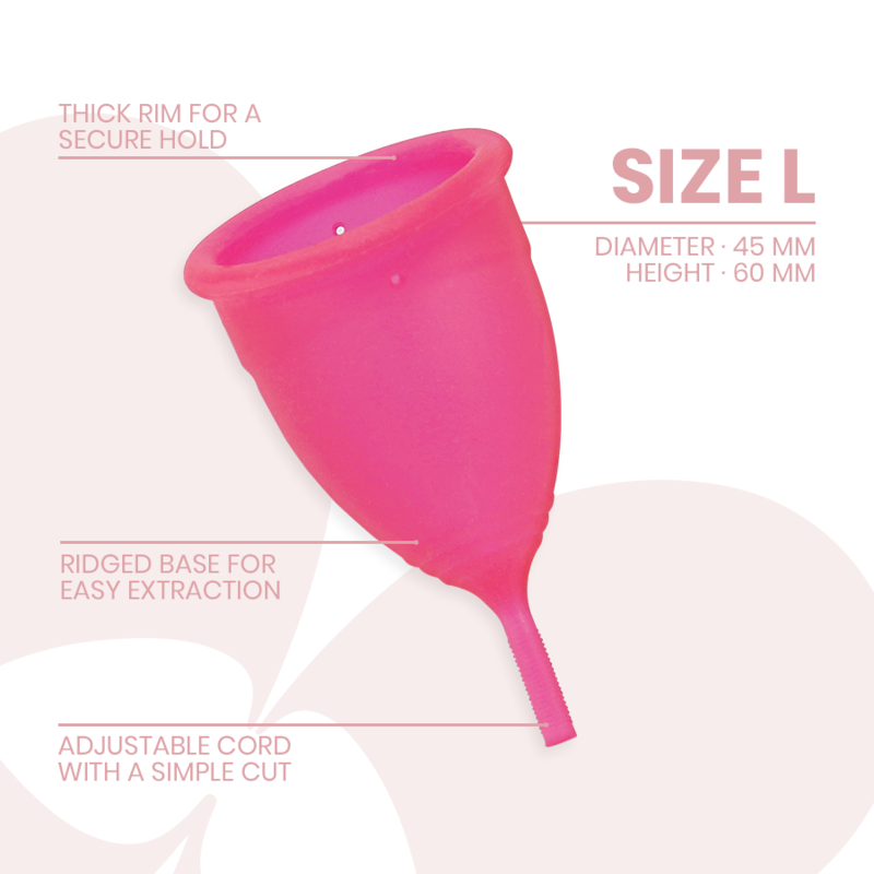 Copo Menstrual INTIMICHIC Tamanho L em silicone grau médico para higiene feminina sustentável.